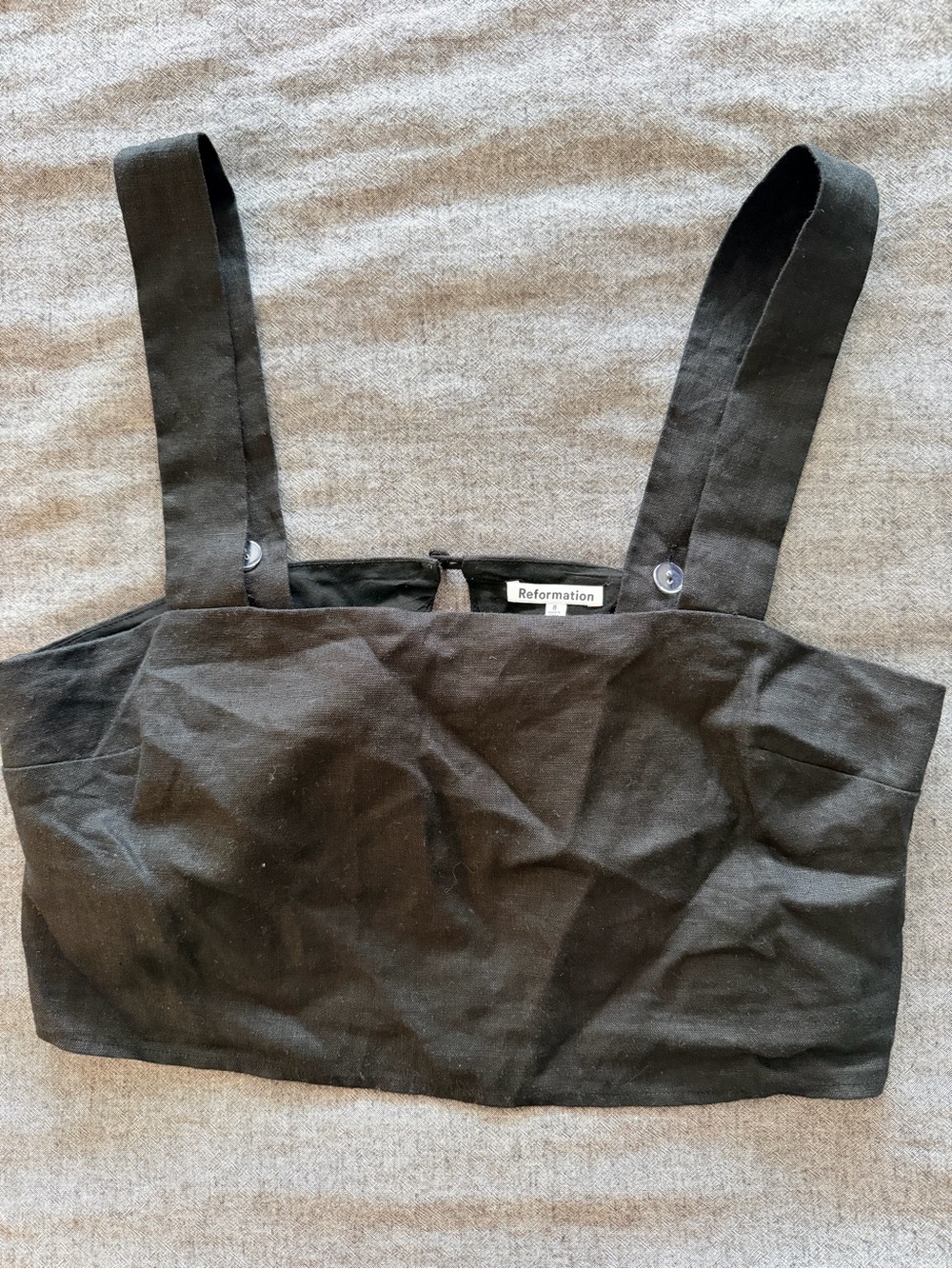 Reformation black linen crop top sz 8